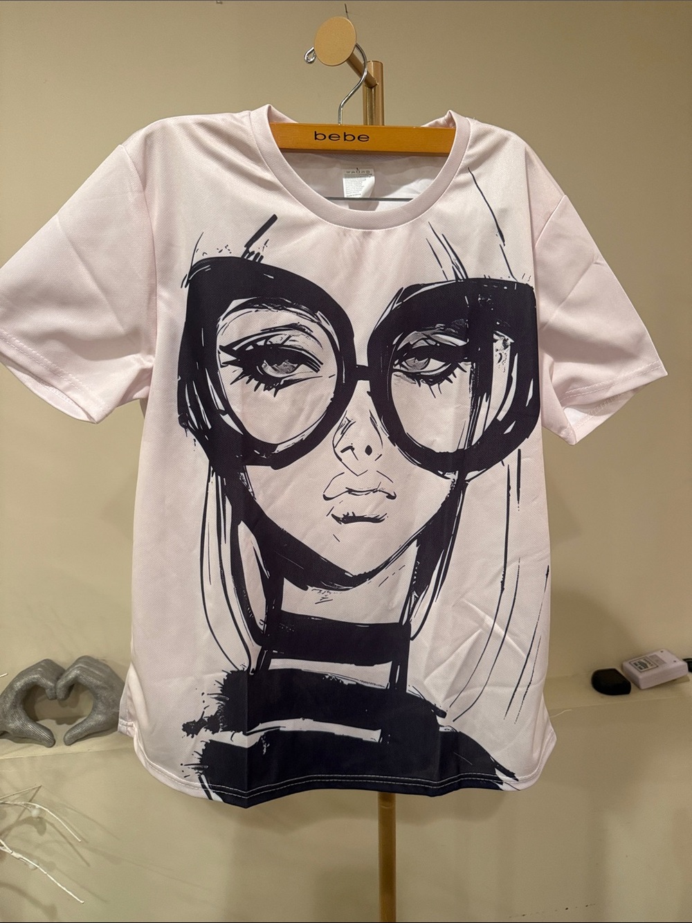 Light  Tee with Black Graphic Face